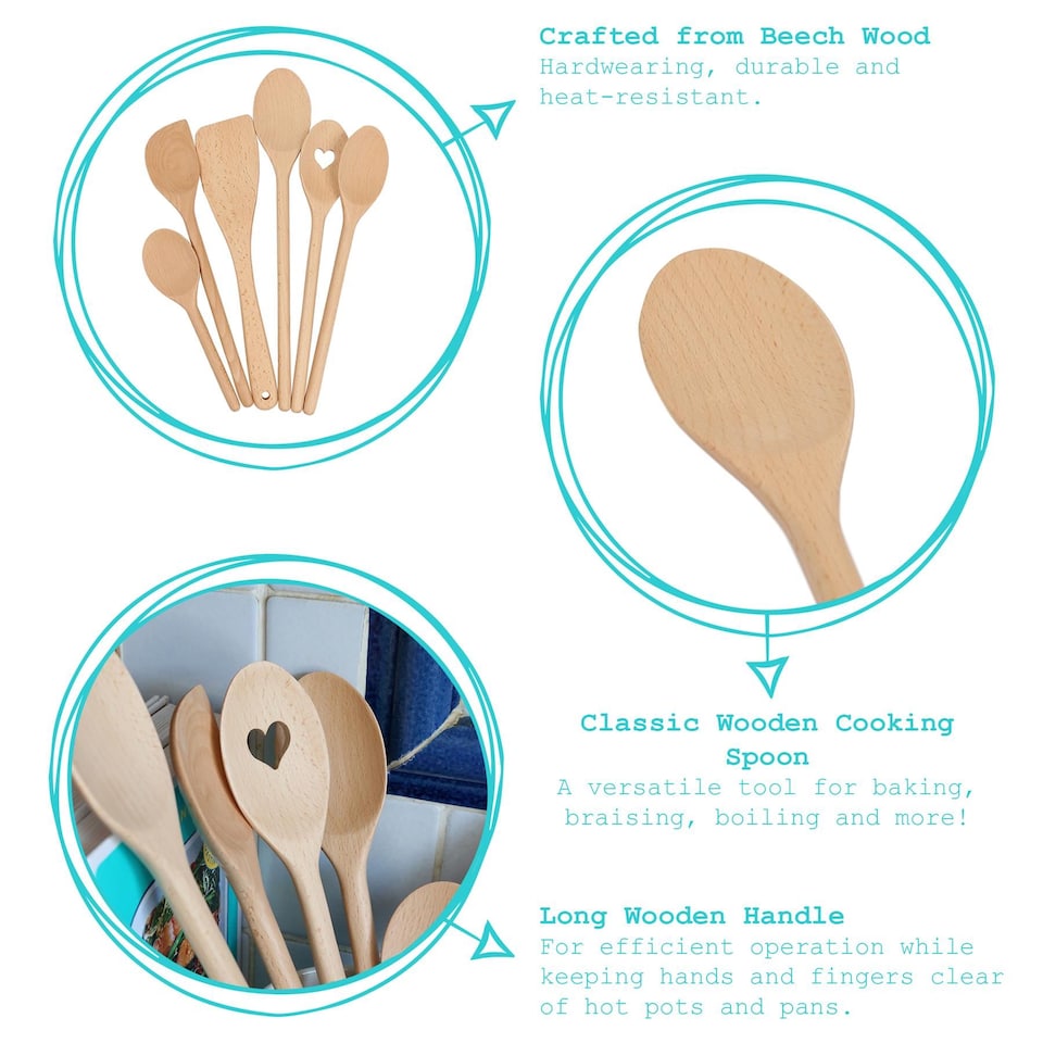 image 1 of Argon Tableware Wooden Cooking Spoons - 35cm - Pack of 12