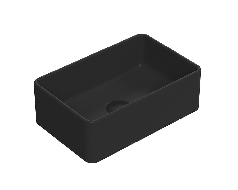 image 1 of Balterley Nova Rectangular Countertop Vessel Basin for Modern Bathroom & Cloakroom, Ceramic Fireclay | Black | Matt Black | 1