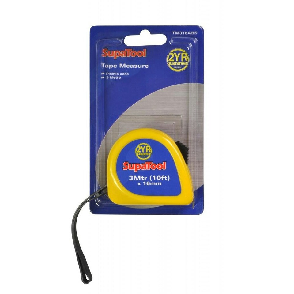 SupaTool Plastic Tape Measure - Yellow - One Size