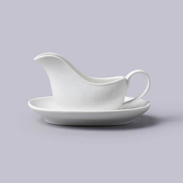 WM Bartleet & Sons Porcelain Mini Sauce Boat & Saucer in White