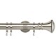 image 1 of 35mm Fixed Length Metal Curtain Pole Set Satin Silver Trumpet Finial 360cm | Silver | Silver