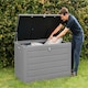 image 8 of Olsen & Smith 830L Extra Large Garden Storage Box - Weather Resistant Heavy Duty Wood Effect with Padlock Massive Capacity Storage Chest for Tools Toys & More Grey | Grey