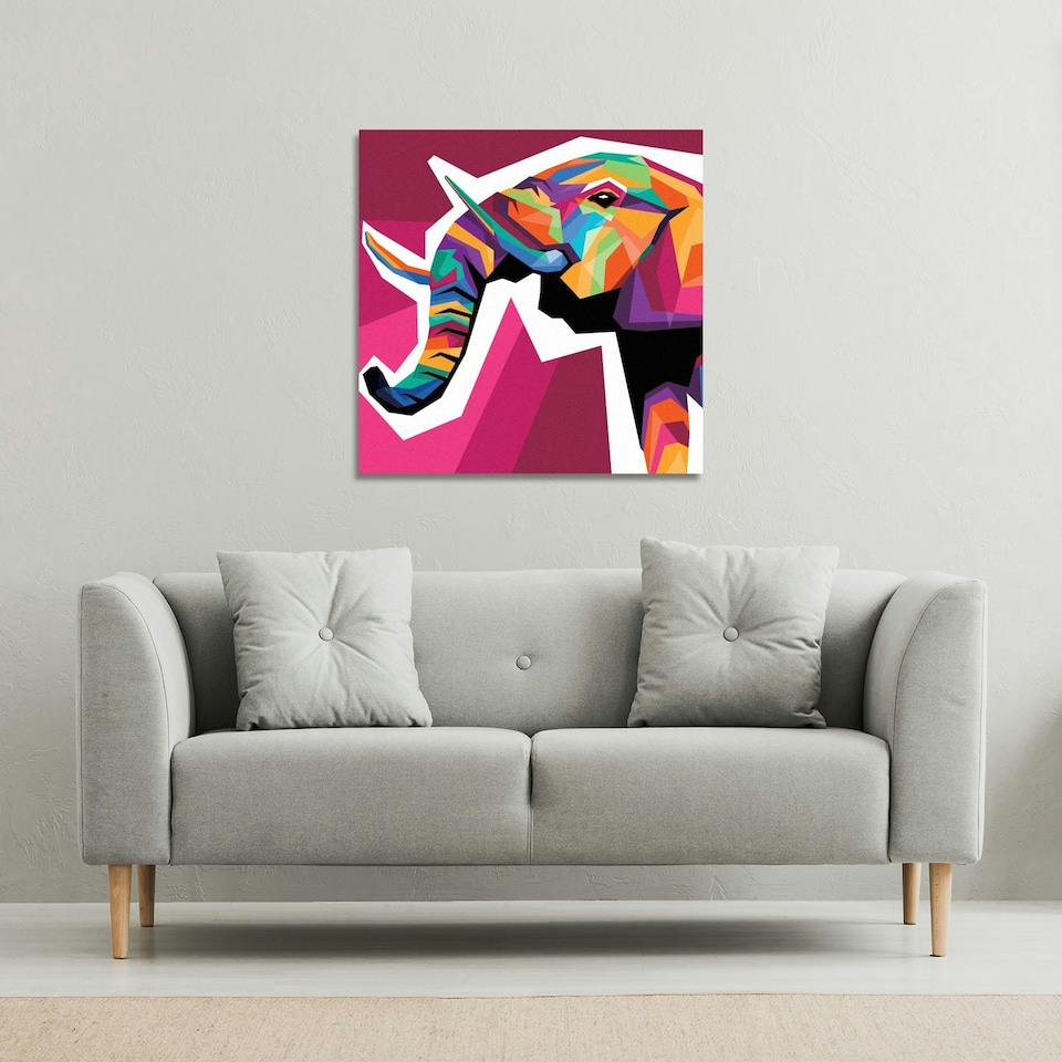 image 1 of Colorful illustration of Elephant head in WPAP style (Canvas Print)