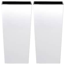 Urbi 12.5cm Square Plastic Planter Pot for Indoor & Outdoor Use | White | White & Set of 2 | 2