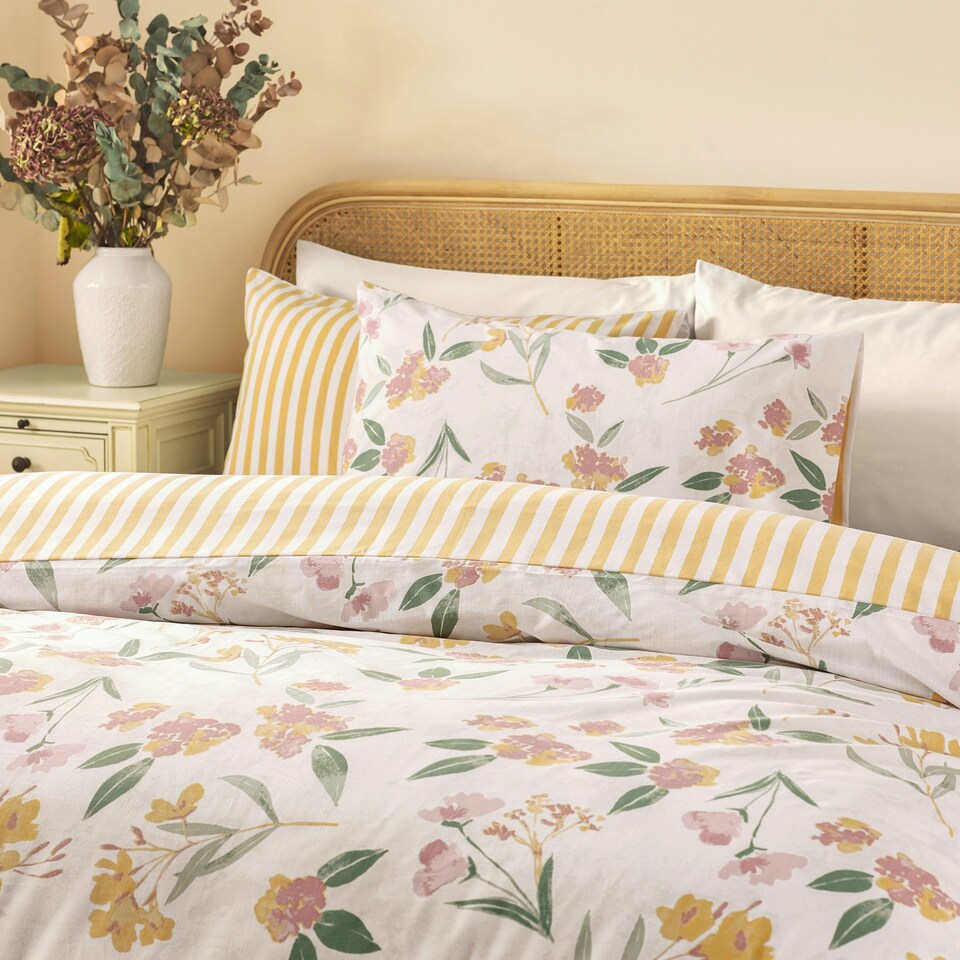 image 1 of Wylder Betsie Printed Reversible Double Duvet Cover Set Yellow | Double