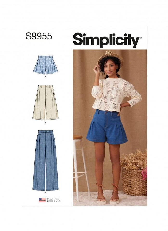 Simplicity 9955 Paper Sewing Pattern – Women’s Shorts & Trousers, Size Y5 (18–20–22–24–26), Intermediate