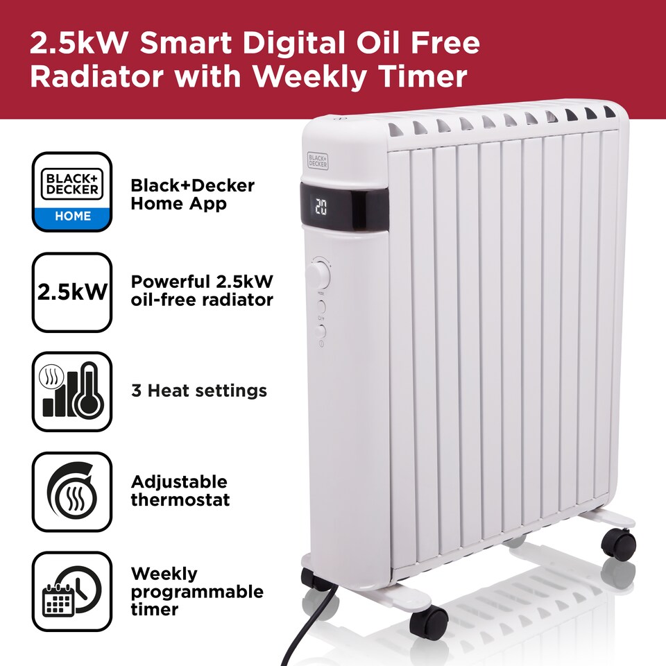 image 1 of 2.5KW Digital Oil Free Rad 24 Hour Weekly Timer WIFI