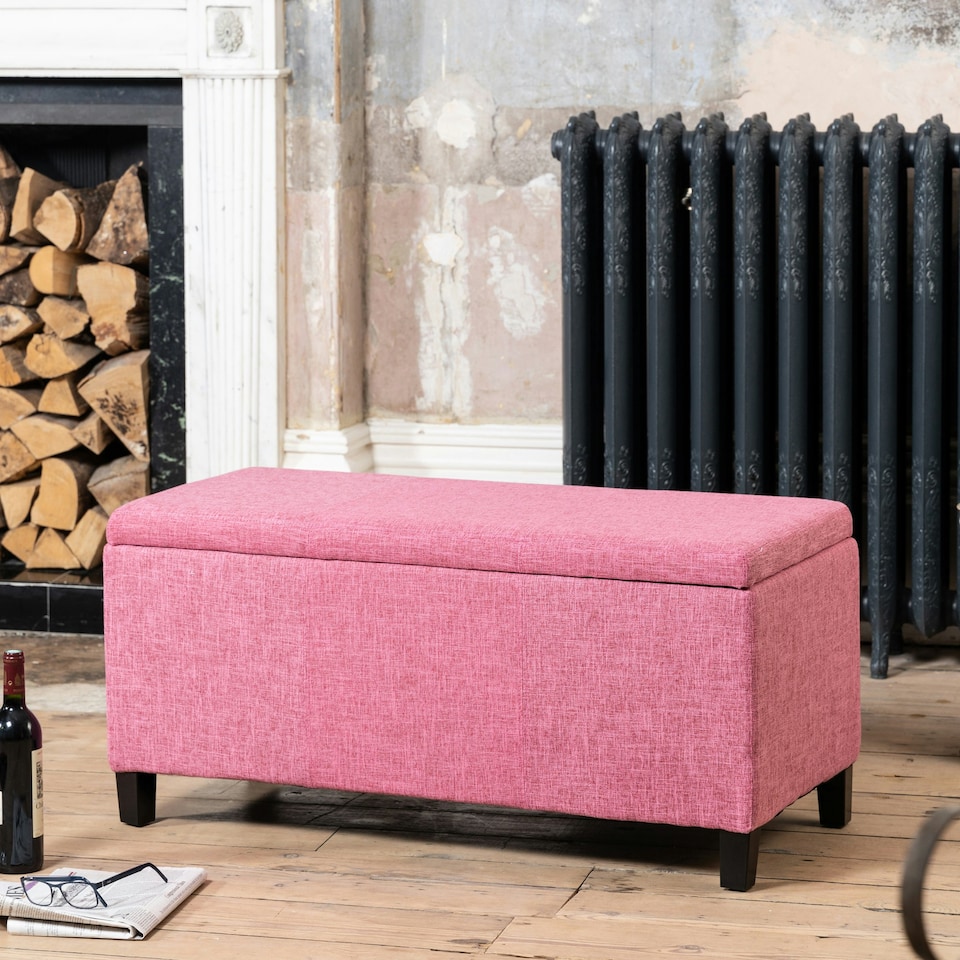 image 1 of Henbury Fabric Storage Ottoman - Pink