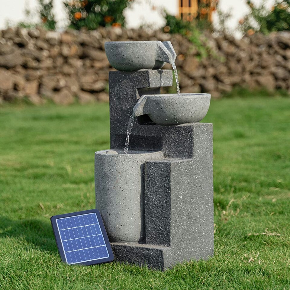 image 1 of Living and Home Water Fountain Rockery 3-Tier Solar Powered