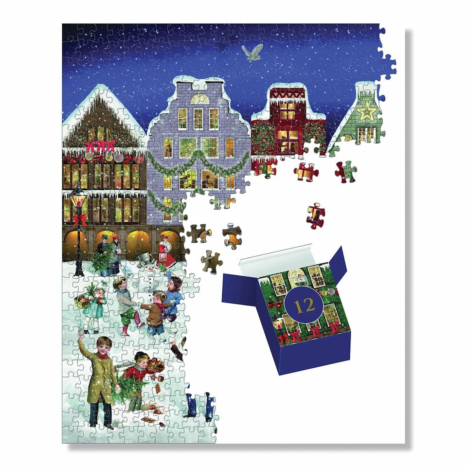 image 1 of Winter Evening in the Town Advent Calendar Jigsaw, Advent Calendars And Cards, Family, Gift