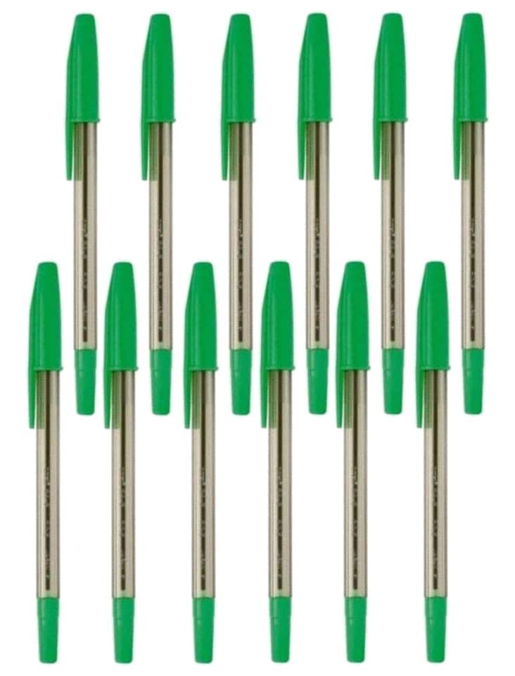image 1 of 12 Pack Uni-ball Green Ballpoint Pens 0.7mm Fine Tip Quick Drying Pigment Ink Smooth Writing Pens for Home Office Stationery