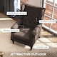 image 3 of HOMCOM Accent Chair Wingback Armchair Retro Tufted Club Wood Fabric, Brown