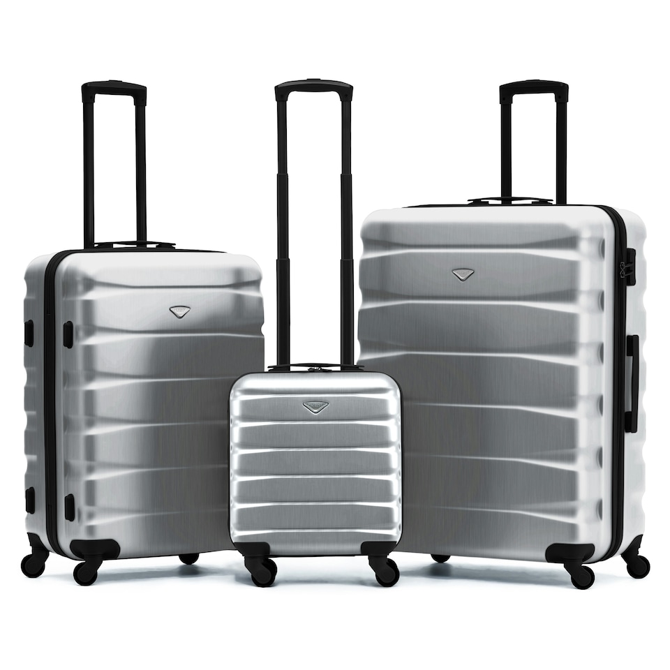 image 1 of Flight Knight Suitcase Sets 3 Piece, Large Suitcase, Extra Large Suitcase, easyJet Cabin Bag 45x36x20cm Underseat Carry On, 100+ Airlines Approved - BA, Ryanair | Cream | Champagne | Large