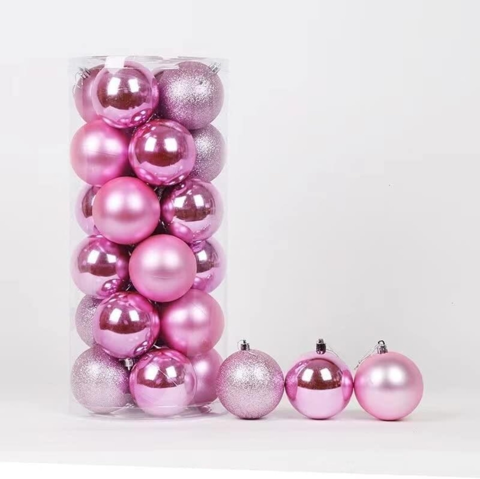 image 1 of 50mm/24Pcs Christmas Baubles Shatterproof Pale Pink