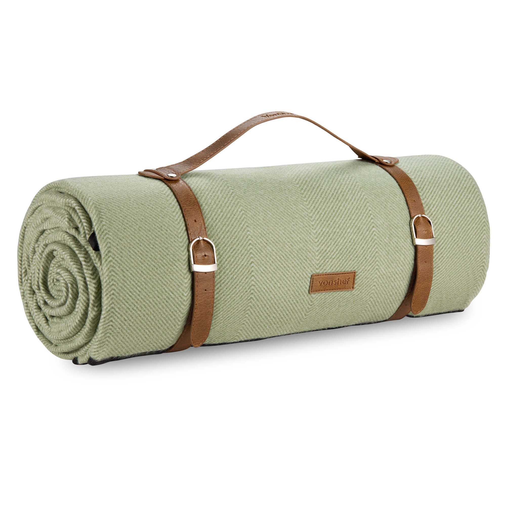 Vonshef Picnic Blanket - Herringbone Outdoor Rug - 200x300cm | Green