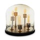 image 2 of Interiors by Premier Amber Glass Dome Table Lamp, Antique Wood Base With Brass Holders, Elegant Cylindrical Bulb Design Gold