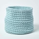 image 1 of Homescapes Pastel Blue Cotton Knitted Round Storage Basket - 42 x 37 cm | Blue | Pastel Blue