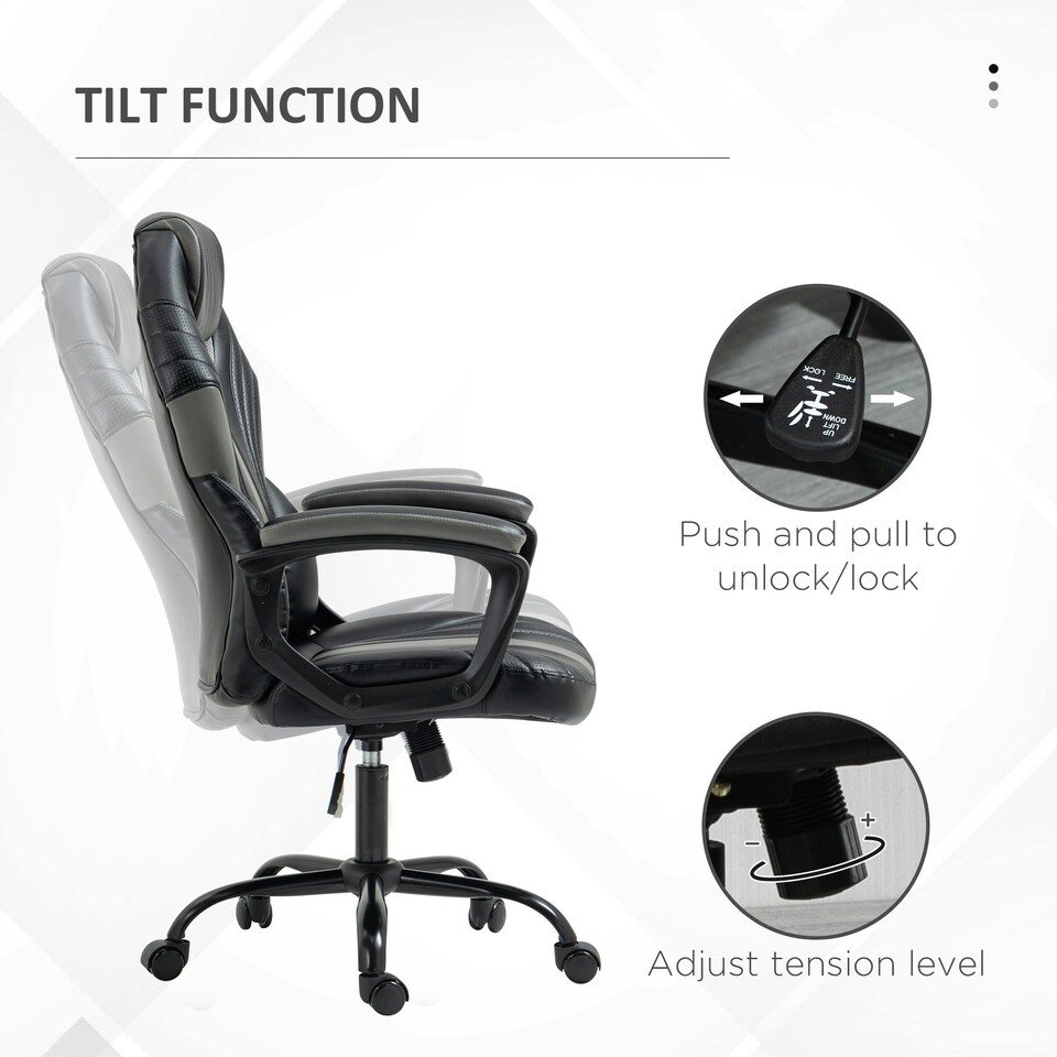 image 1 of Vinsetto Racing Gaming Chair Gamer Chair with Armrests Swivel Wheels, Black