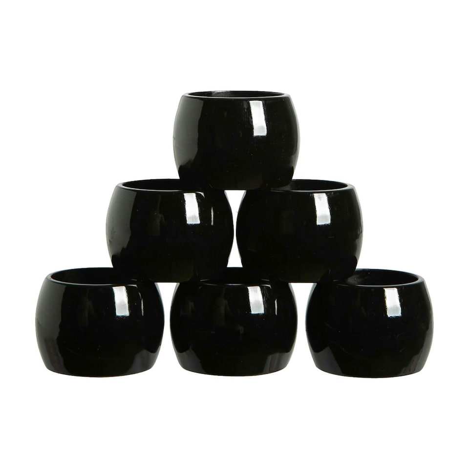 image 1 of Argon Tableware Metallic Napkin Rings - 4.5cm - Black - Pack of 6 | Black | Black