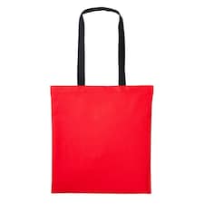 Nutshell Varsity Cotton Shopper Long Handle Tote - Fire Red/Black - One Size | Red