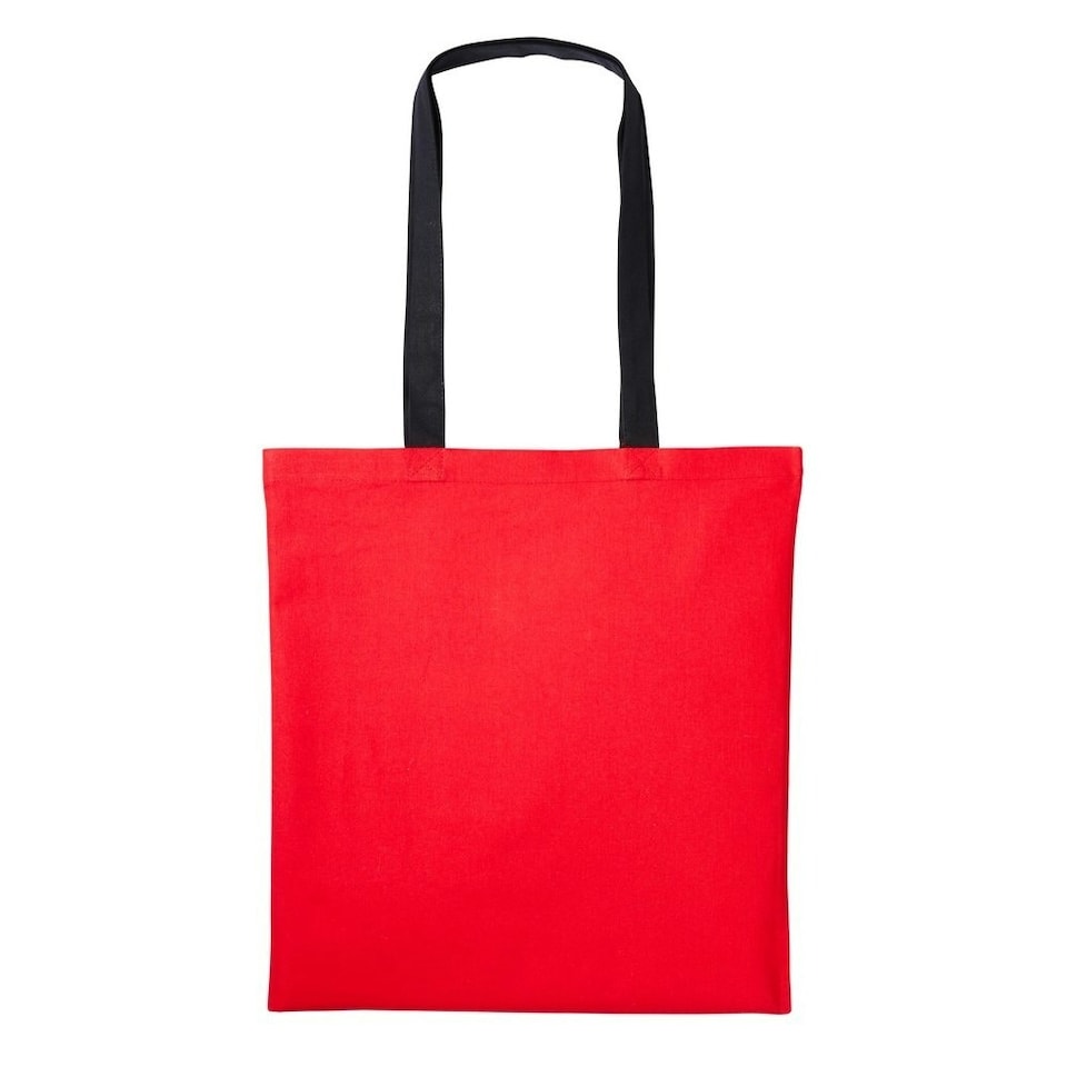 Nutshell Varsity Cotton Shopper Long Handle Tote - Fire Red/Black - One Size | Red