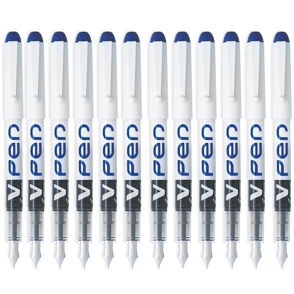image 1 of PILOT V Pen Erasable Disposable Fountain Pen 0.58mm Pack of 12
