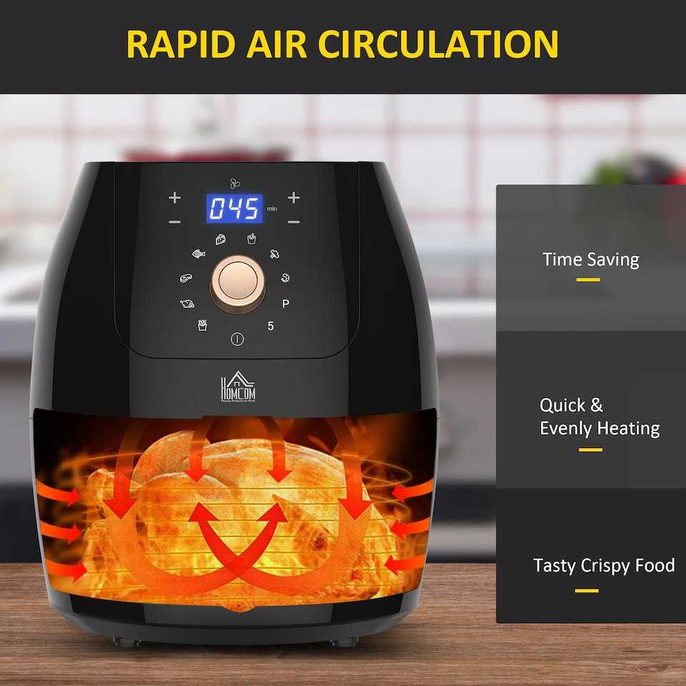 image 1 of HOMCOM Air Fryer 1700W 5.5L with Digital Display Adjustable Temperature