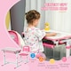 image 3 of HOMCOM Kids Desk and Chair Set w/ Drawer, Pen Slot Hook - Pink 
