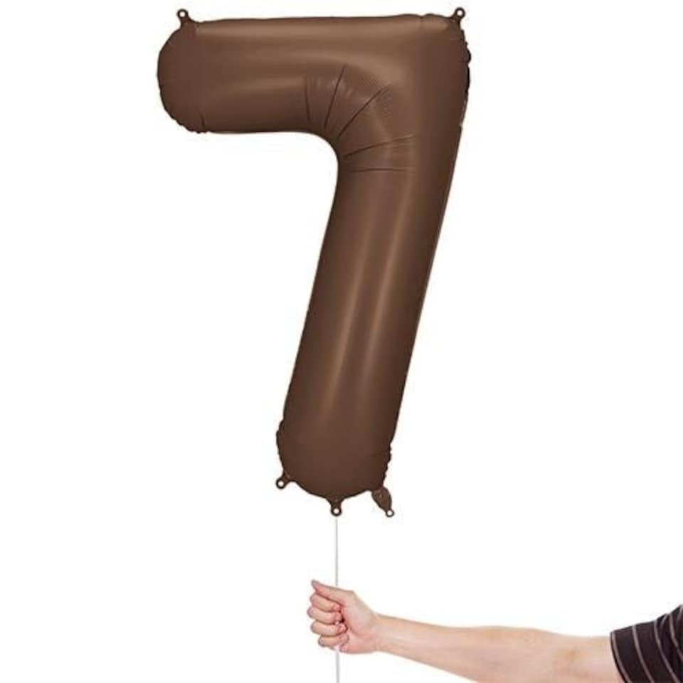 image 1 of Mocha Brown Number 7 Helium Foil Giant Balloon 86cm / 34 in | Brown