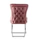 image 5 of Set of 2 Trafalgar Velvet Dining Chairs with Gold Crossed Legs - Modern Upholstered Accent Chair | Pink