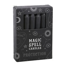 Pack of 12 Black 'Protection' Spell Candles | Black