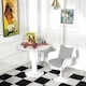 image 8 of HOMCOM Round Dining Table with Steel Base for Living Room, Dining Room