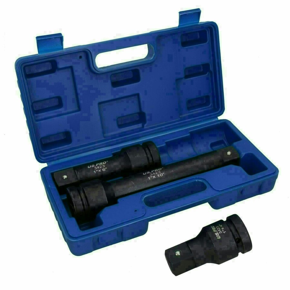 image 1 of 1in Drive Anvil Air Impact Wrench Gun 2200Nm 8 Sockets 24 - 38mm + Extensions