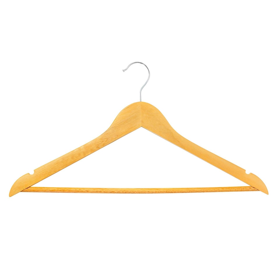 image 1 of Harbour Housewares Wooden Clothes Hanger - Brown - Pack of 10