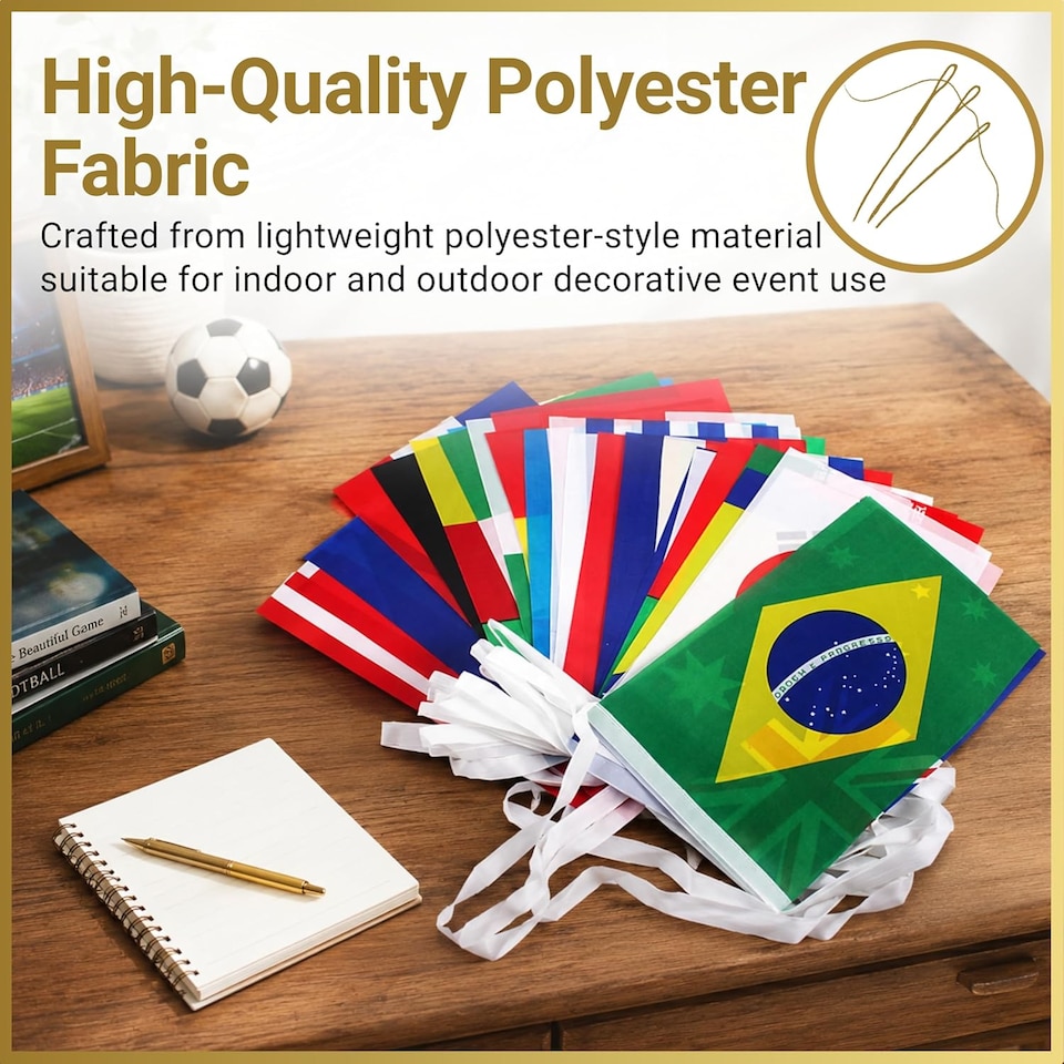 image 1 of 48 Flags Bunting 12m/39ft for World Cup Football Qualified Countries Double Sided Polyester Banner Sport Party Decorations