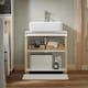 image 3 of SoBuy Under Sink Cabinet with 2 Bamboo Slatted Doors, White, 23.6x13.0x23.6 in, 11.5 kg - BZR125-W