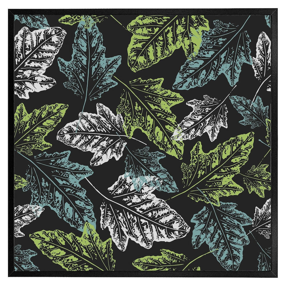 image 1 of Leaf print on dark bachground (Picture Frame) Black | S