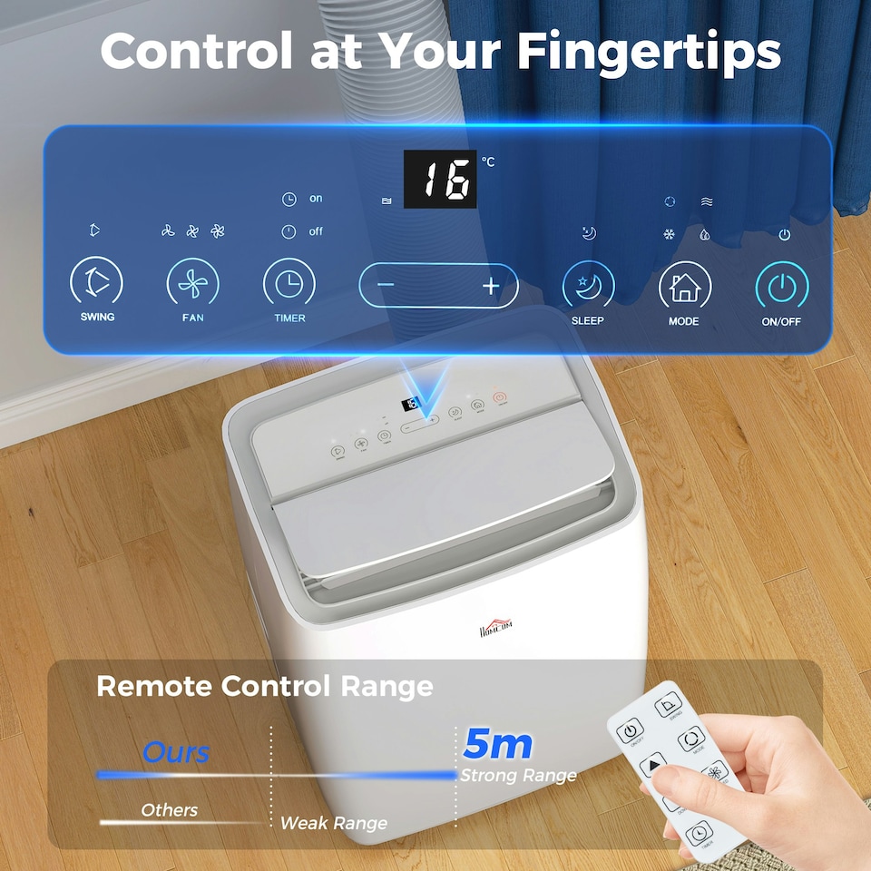 image 1 of HOMCOM 12,000 BTU Portable Air Conditioner Unit with Remote, 24H Timer, 35m²