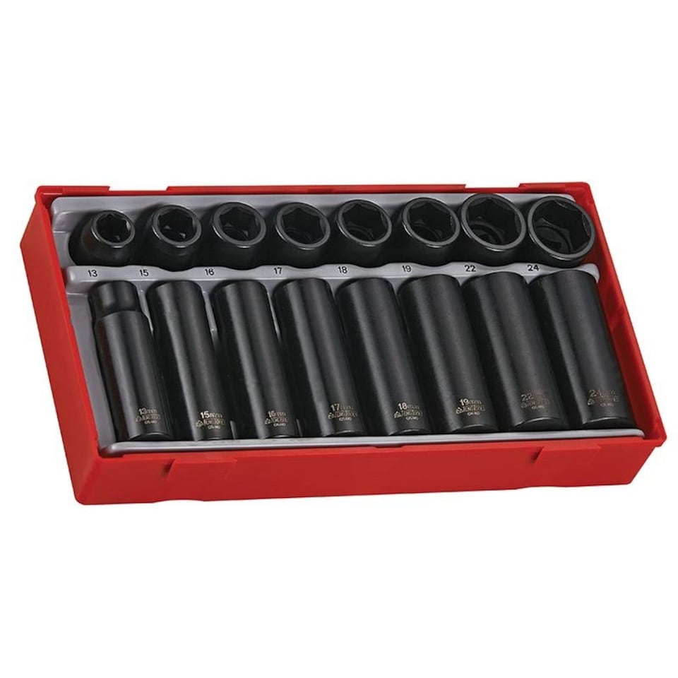 Teng Tt9116 Regular/deep Impact Socket Set, 16 Piece- 1/2in Drive | Multi | Multi Colour | One Size | 1