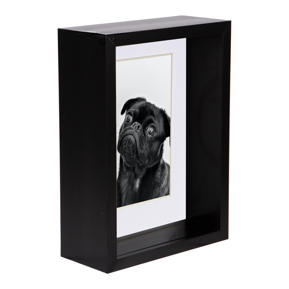 image 1 of Nicola Spring 5 x 7" Deep Photo Frame - Black/White Mount - 3D Deep Box Picture Frame Display Case (20 x 15cm)