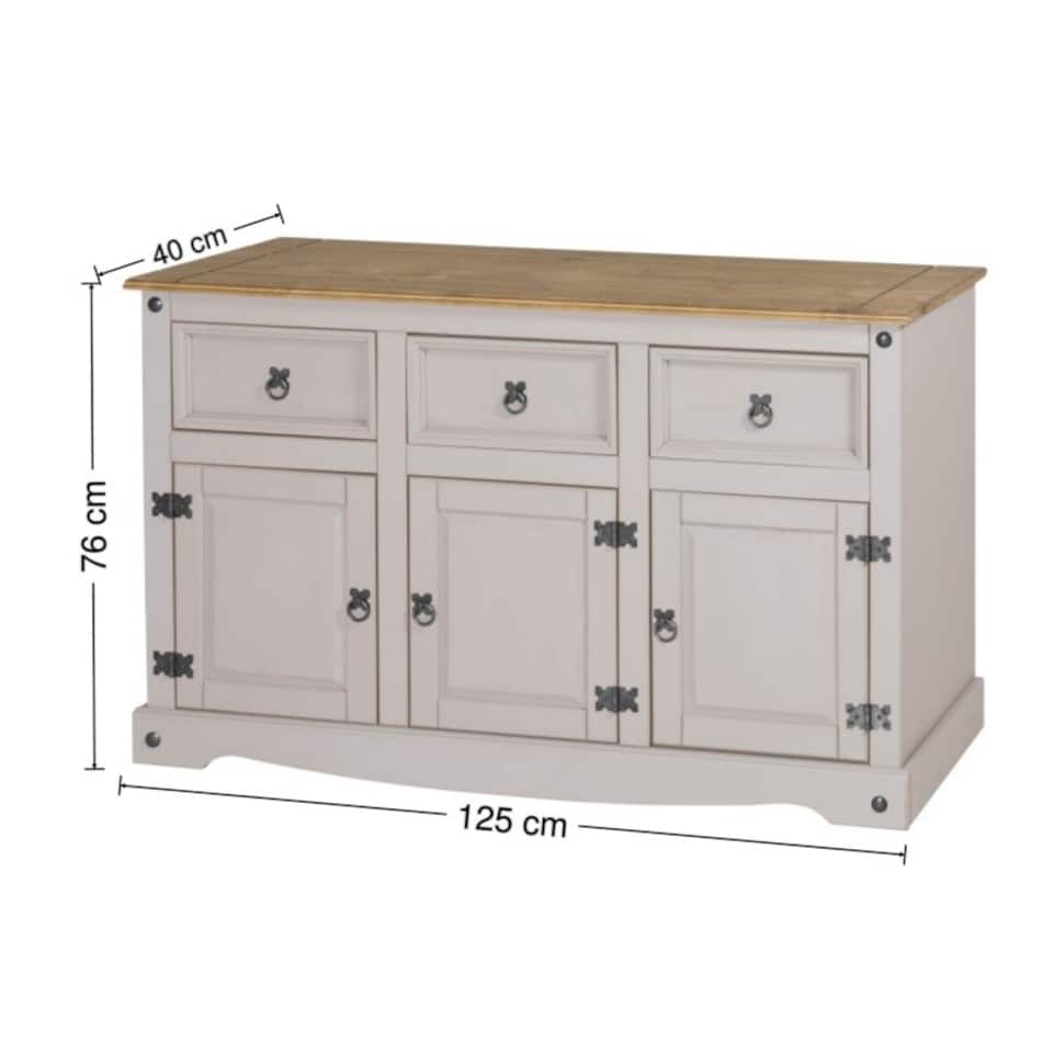 image 1 of Mercers Furniture Corona White 3 Door Welsh Dresser Buffet Hutch Sideboard Display Cabinet Solid Wood Mexican Pine Wooden