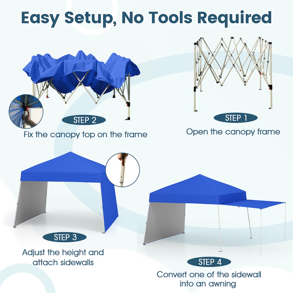 image 1 of COSTWAY 14 x 9.2 FT Pop up Canopy Tent Easy Setup Outdoor Sun Shelter-Blue
