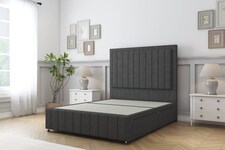 Sloomy Pemberton Graphite Dumfries Divan Bed Base 2 Drawers Right Side With 54 Inch Floor Standing Headboard & 12 Inch Matching Footboard | Grey | Graphite | Super King | 1