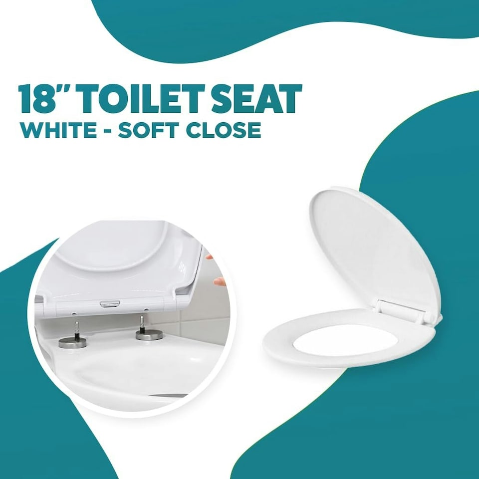 image 1 of Marco Paul White Plastic Oval Toilet Seat 18"