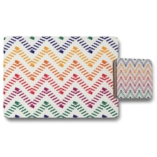 Freehand horizontal zigzag and chevron stripes (Placemat & Coaster Set)
