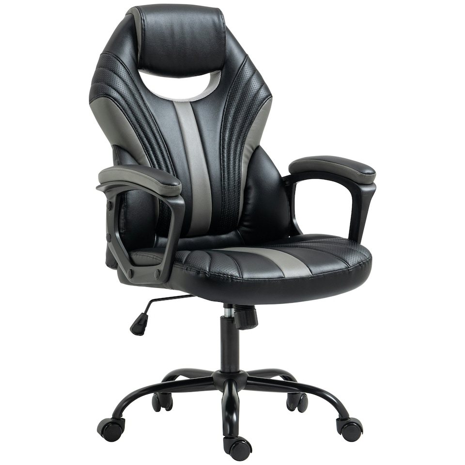 image 1 of Vinsetto Racing Gaming Chair Gamer Chair with Armrests Swivel Wheels, Black