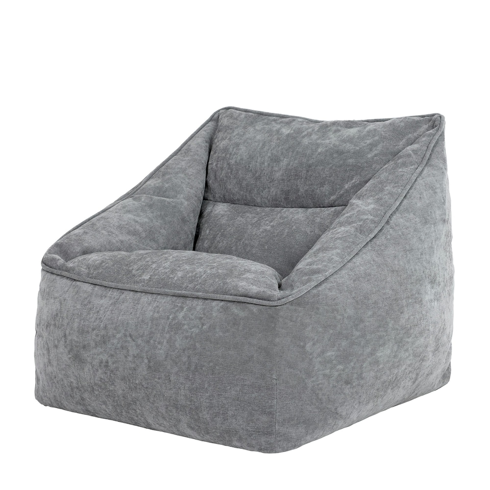 image 1 of icon Natalia Chenille Adults Bean Bag Armchair, Ready Filled Large Beanbag Grey Grey