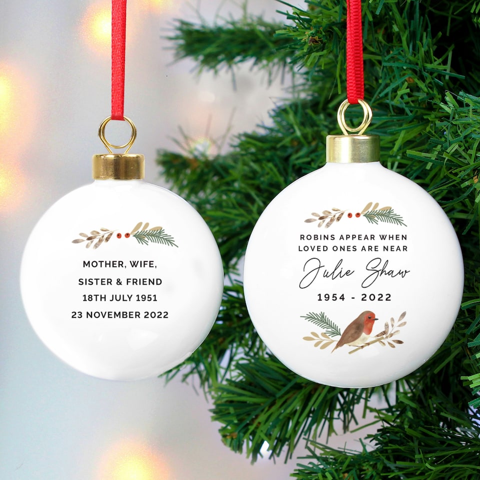image 1 of Personalised Robin Bauble