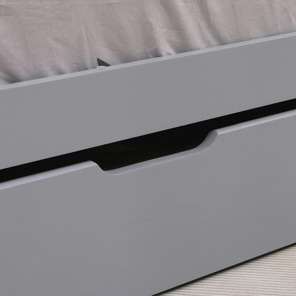 image 1 of Teddy Kids Childrens Grey Wooden House Single Bed Frame w Guest Trundle Bed | Grey | Grey | Single