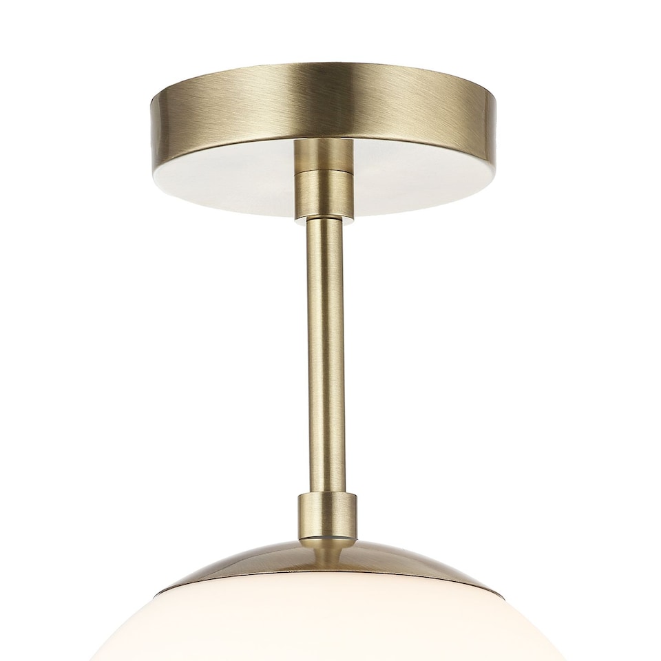 image 1 of Traditional Glass Globe IP44 Bathroom Ceiling Light Fixture in Antique Brass | Gold | Antique Brass | 1